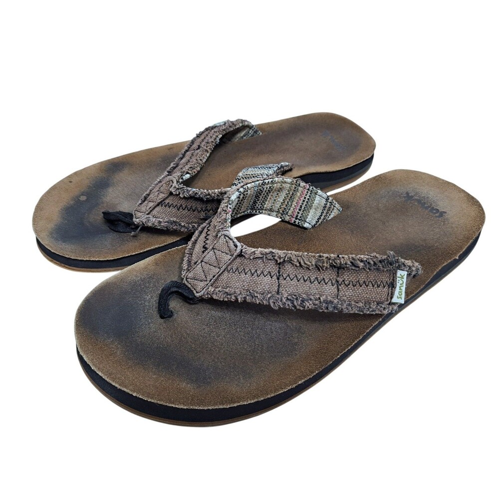 Sanuk Fraid Not ST Men's 11 Distressed Sandals Flip Flops Beach